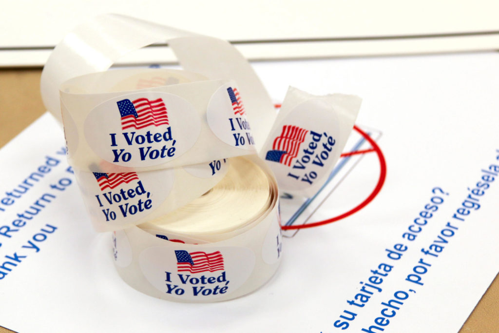 A roll of 'I voted' stickers